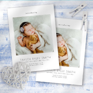 Faire-part Photo minimaliste moderne naissance bébé