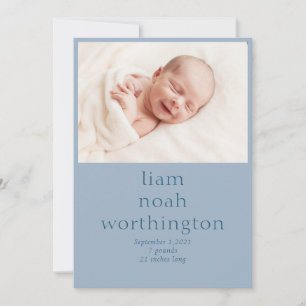 Faire-part Photo moderne Blue Baby Boy