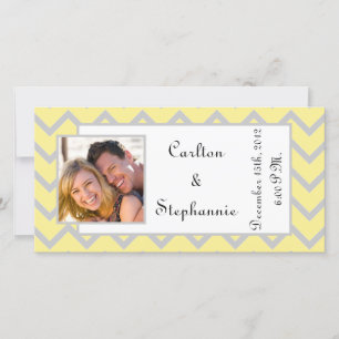Faire-part photo moderne Chevron jaune/gris