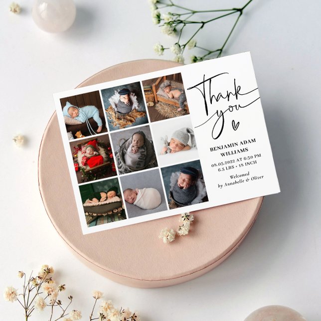 Faire-part Photo moderne Collage Merci naissance (Créateur téléchargé)