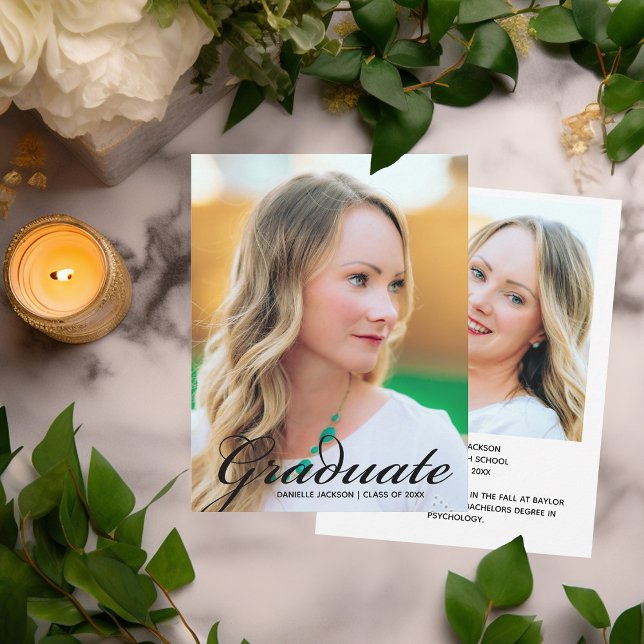 Faire-part Photo Moderne Gradué Simple Noir Script Overlay (Créateur téléchargé)