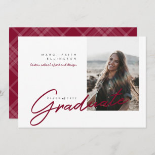 Faire-part Photo moderne Maroon Diplômé
