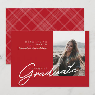 Faire-part Photo moderne Red Graduate