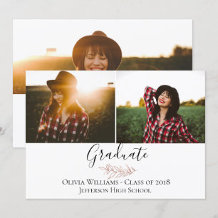 Faire-part photo moderne Rose Gold Graduation
