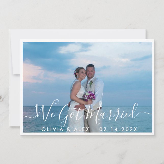 Faire-part Photo moderne We Got Married White Script Wedding (Devant)