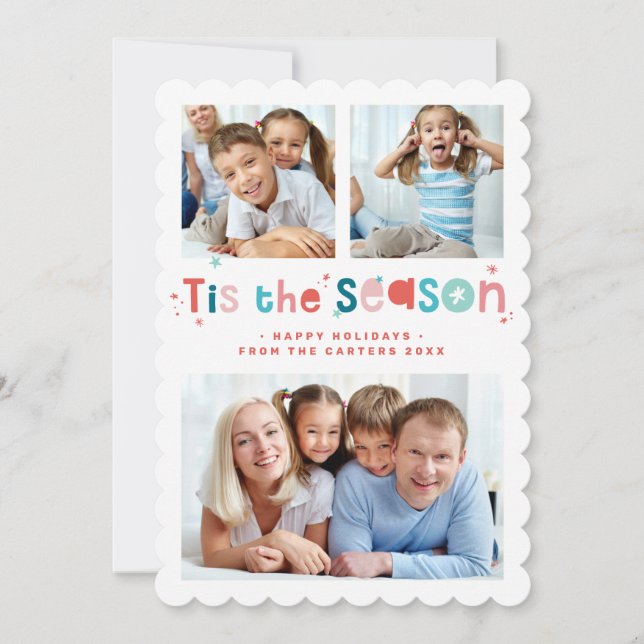Faire-part PHOTO MULTI FAMILLE noël est la citation de saison (Devant)