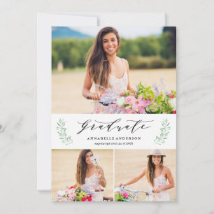 Faire-part photo multi-photo de lauriers de feuill