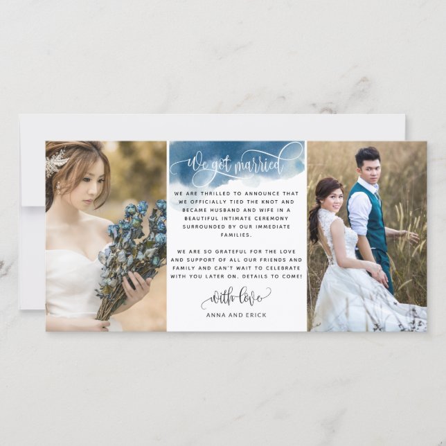 Faire-part Photo : Nous sommes mariés Mariage / Elope Faire-p (Devant)