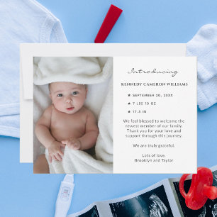 Faire-part Photo personnalisée Cute simple Bonjour bébé nouve