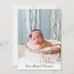 Faire-part Photo personnalisée Nouveau-né bébé fille garçon n