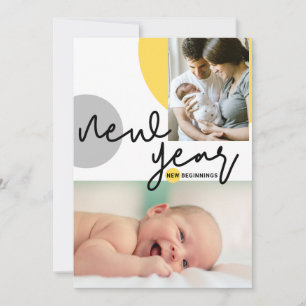 Faire-part Photo personnalisée Nouvel An Nouvel An Jaune Bébé