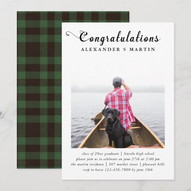 Faire-part photo Plaid Graduation Party (Devant / Derrière)