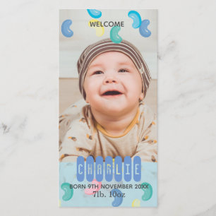 Faire-part photo pour bébé de haricots de gelée pe