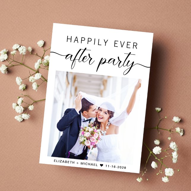 Faire-part Photo QR Code de mariage Réception de mariage pour (An chic Happily Ever After Party Invitation to celebrate your wedding)