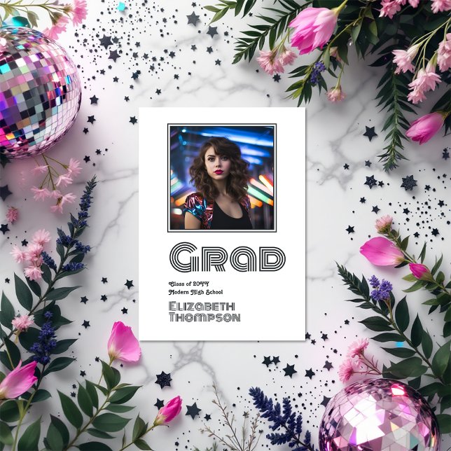 Faire-part Photo Retro Disco Graduation (Retro Disco Graduation Photo Announcement)