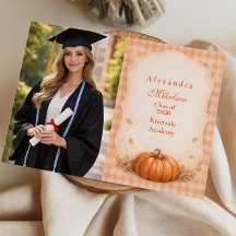 Photo Rustic Gingham Pumpkin Fall Graduation