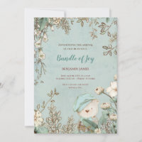 Photo vintage Cute Bear Botanical Baby Birth