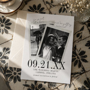 Faire-part Photo Vintage Écriture Manuscrite Date à Sauvegard