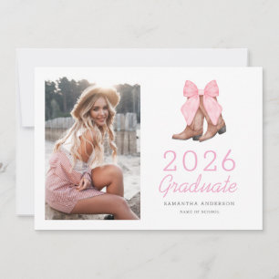 Faire-part Photo Western Rose 2026 Diplôme