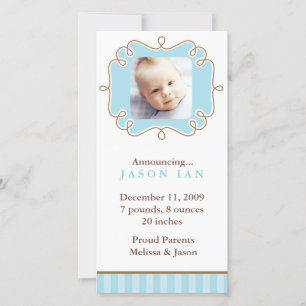 Faire-part Photos de naissance de cadre de fantaisie bleu