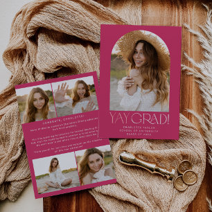 Faire-part Pied moderne   Pink Yay Grad Photo Arch Grad Grad