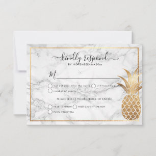 Faire-part Pineapple Doré RSVP Marbre