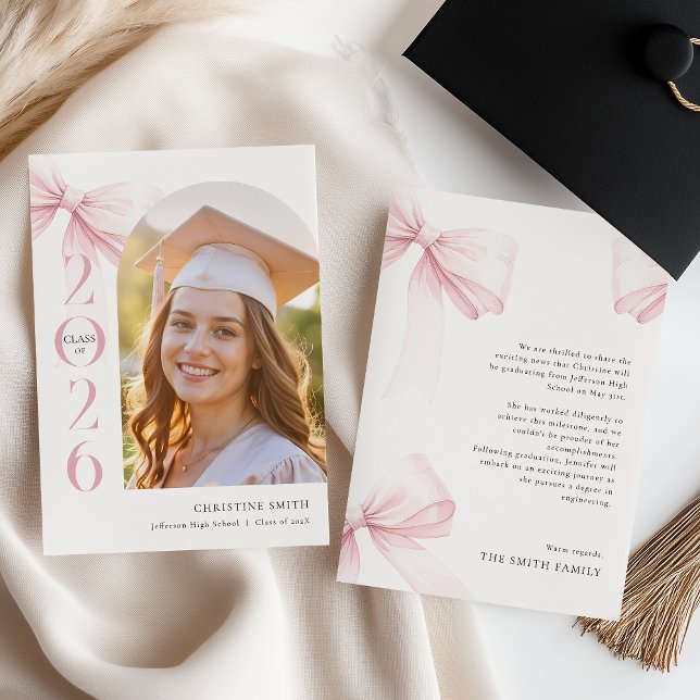 Faire-part Pink Bow Graduation Announcement (Créateur téléchargé)
