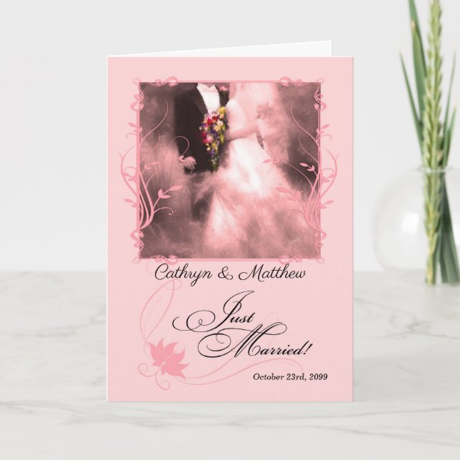 Faire-part Pink Just Married Wedding (Devant)