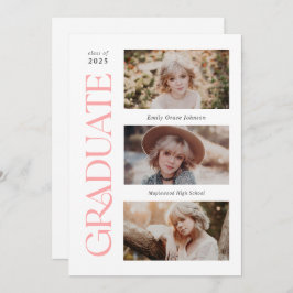 Faire-part Pink tendance Serif Multiples Diplôme Photo