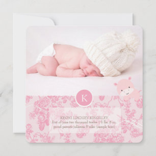 Faire-part PixDezines hippo rose+toile