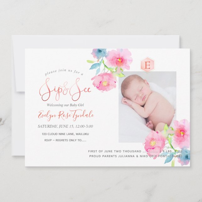 Faire-part PixDezines SIP+VOIR, FLEURS DE COULEUR D'EAU (Devant)