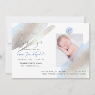 Faire-part PixDezines SIP+VOIR, MONOGRAM, PLATINUM+BLUE