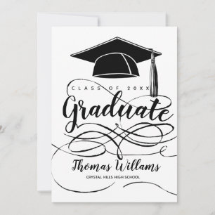 Faire-part Plafond de graduation noire moderne Monogrammed 20