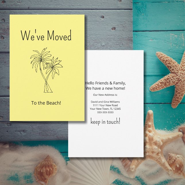 Faire-part Plage tropicale Palmiers Jaune Déménagement (Créateur téléchargé)
