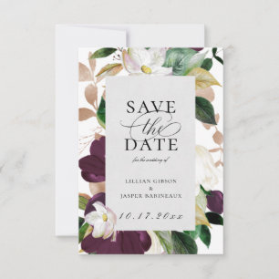 Faire-part Plum ivoire floral Enregistrer la date