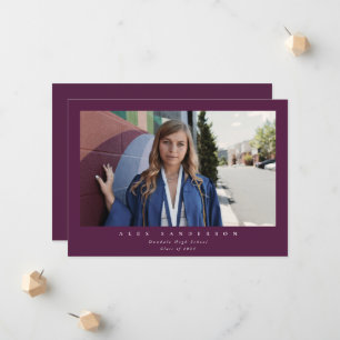 Faire-part Plum Simple Moderne Simple Photo Graduation