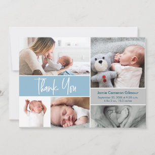 Faire-part Poignée Photos Baby shower Merci bleu