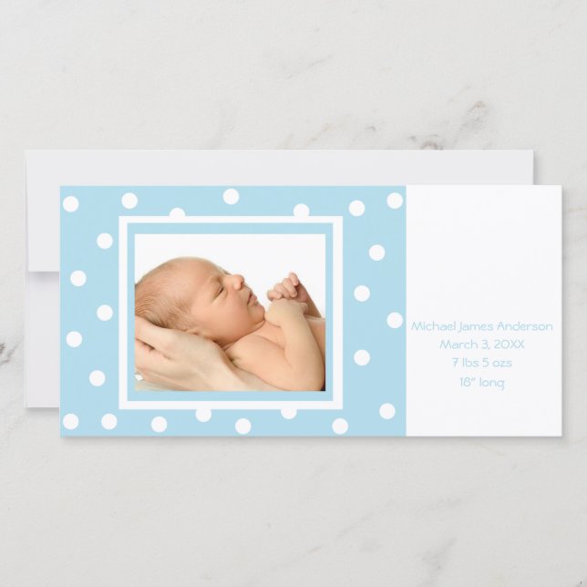 Faire-part Points en points (bleu) (Devant)