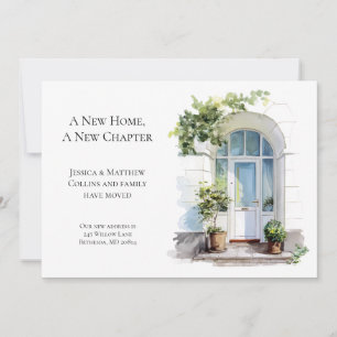 Faire-part Porte Aquarelle Blanche Nous Avons Déménagé Nouvel