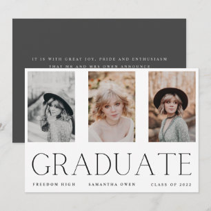 Faire-part Portrait minimaliste Trois diplômés du secondaire