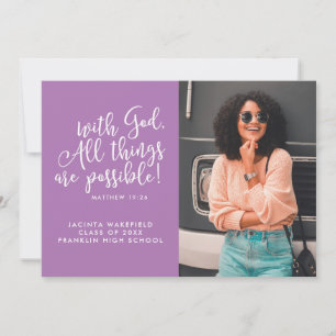 Faire-part Possible Avec Dieu Écriture Photo Graduation