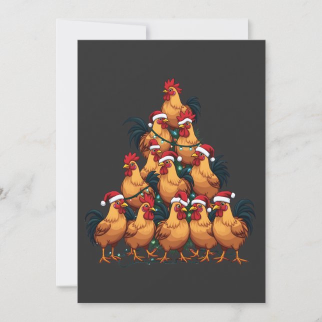 Faire-part Poulets sapin de Noël Joyeux Noël Funny Noël (Devant)
