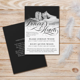 Faire-part Pour toujours dans nos coeurs Twins Baby Memorial