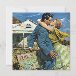 Faire-part Première maison vintage des jeunes mariés, changem