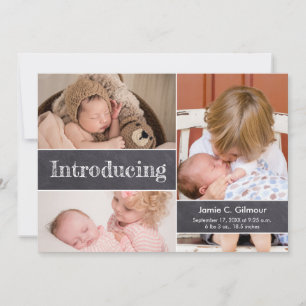 Faire-part Présentation de Baby Chalkboard type 3e bébé Photo