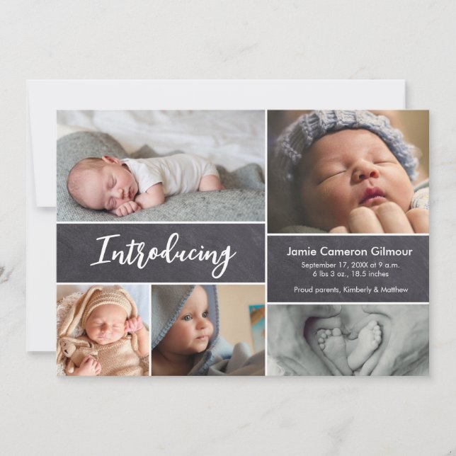 Faire-part Présentation de Handlettering script Baby photos s (Devant)