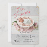 Princess Pink l Grey Baby Girl Photo de naissance