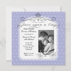Faire-part Princesse Carriage Polka Dot Swirl Photo Baby Girl