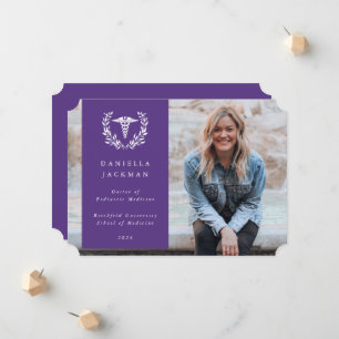 Faire-part Purple Caduceus Médicale School Graduation Photo