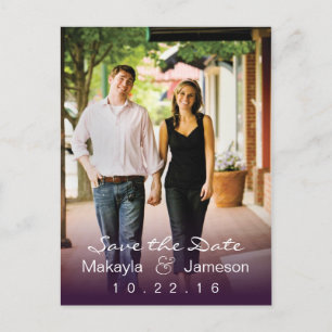 Faire-part Purple Fade Photo Enregistrer la carte postale Dat